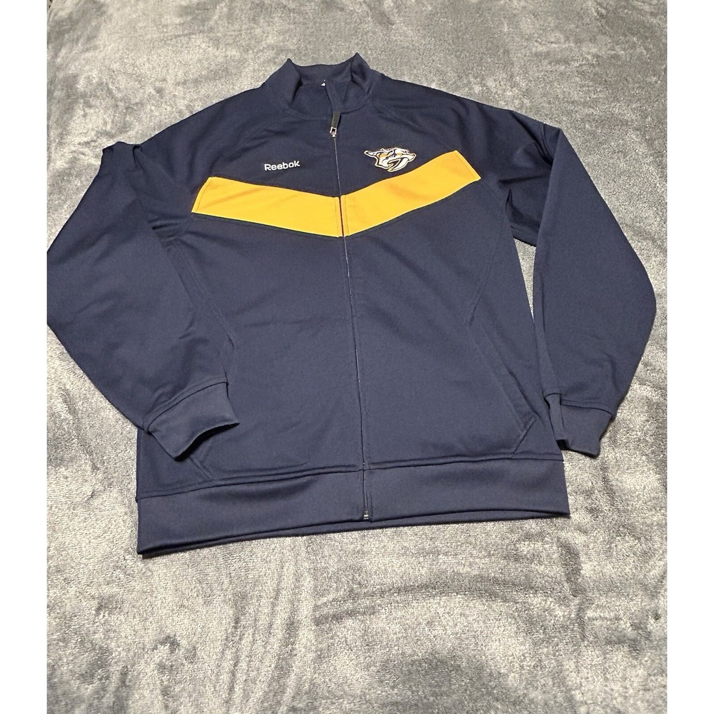 NHL Nashville Predators Blue Yellow by Reebok Centerpiece Track Jacket Sz Small